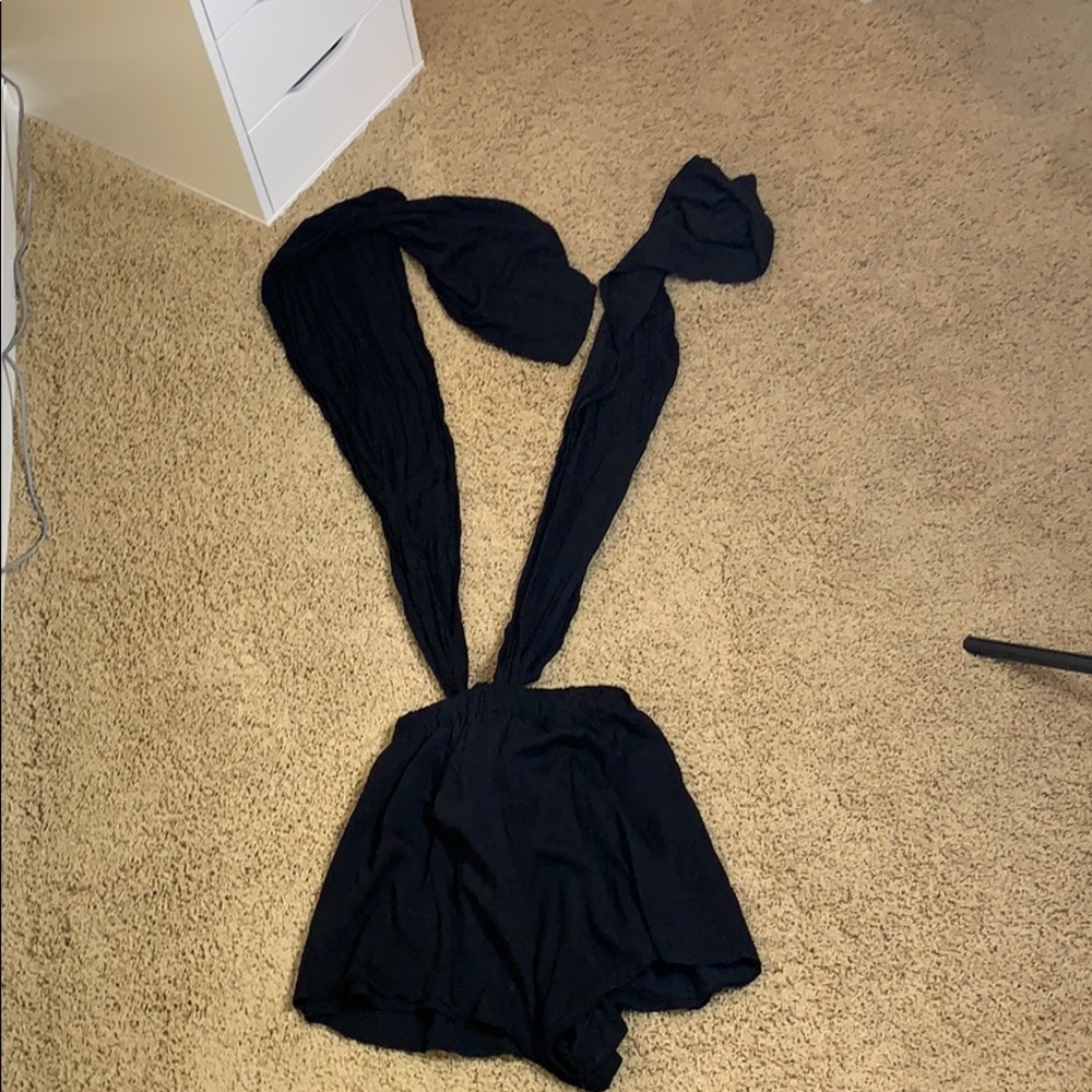 Black tie up romper